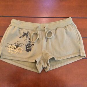 Y2k Ed Hardy Women’s Butterflies Fleece Short light olive xl